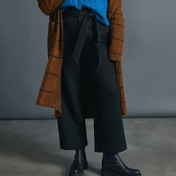 Anthropologie Maeve Irina Relaxed Ponte Wide Leg Belted Pants Size 6 - Picture 1 of 5